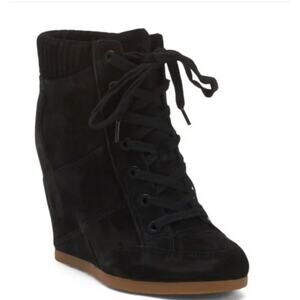 Veronica Beard Women's Elissa Suede Wedge Lace Up Booties Boots 7.5 NIB 575